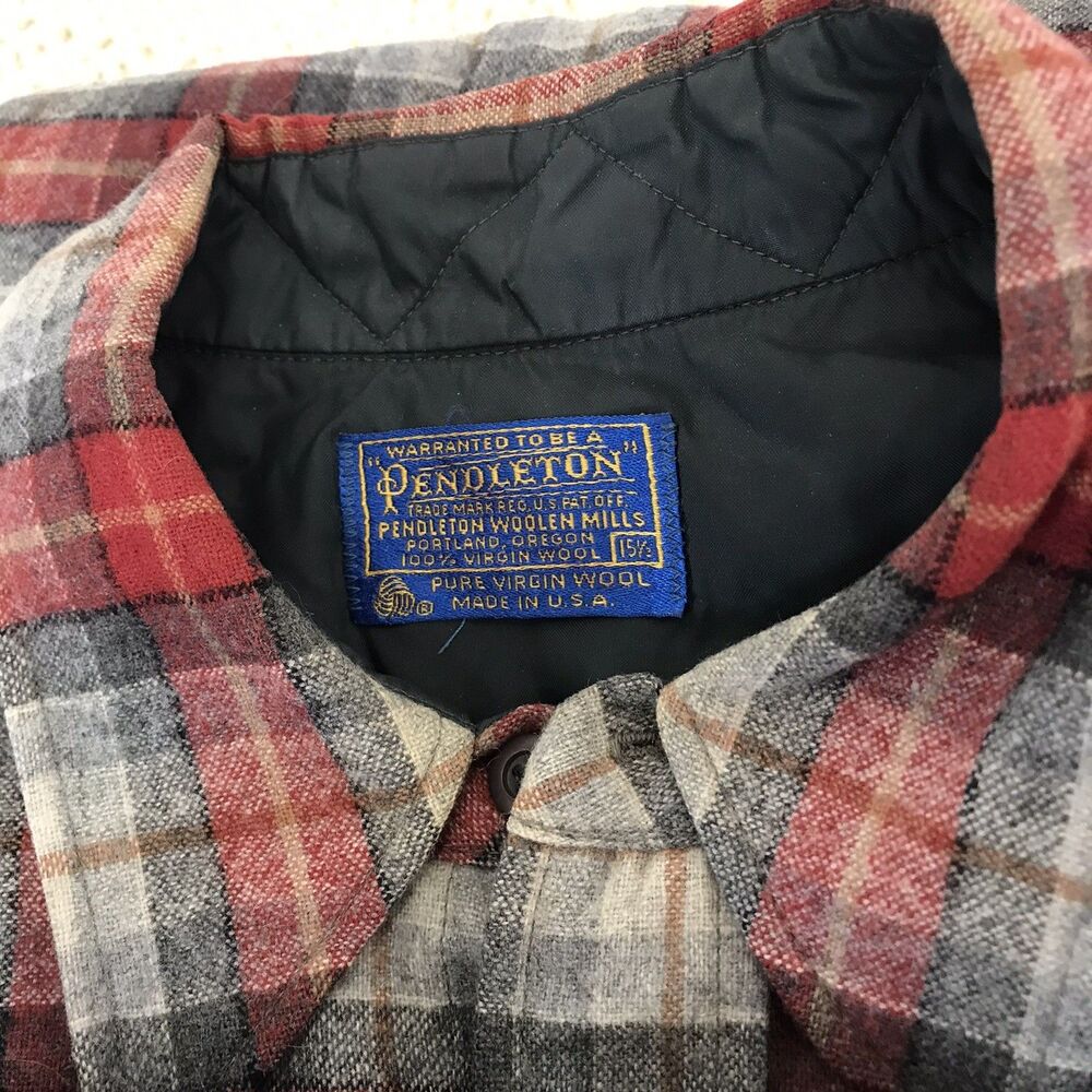 VTG Pendleton Loop Collar Board Shirt Mens Medium Wool 60s Shadow Plaid Lot Of 3 - Picture 4 of 8